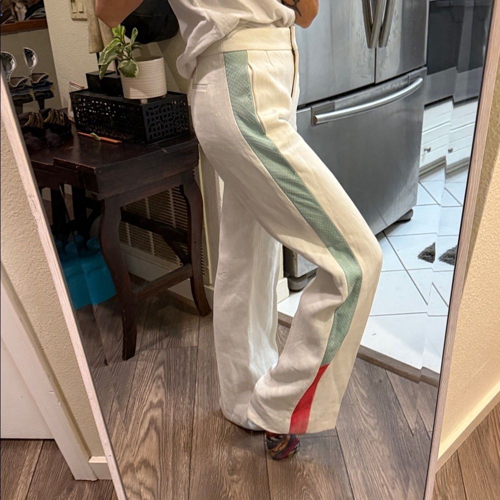 J Crew Collection Snakeskin Stripe Trouser Size 0 WHITE 59181 $795 - Picture 4 of 14